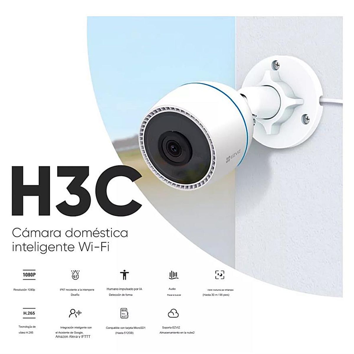 EZVIZ - Camara Wifi Ezviz 2mp H3c Ia 4mm CS-H3c-R100-1K2WF - Blanco