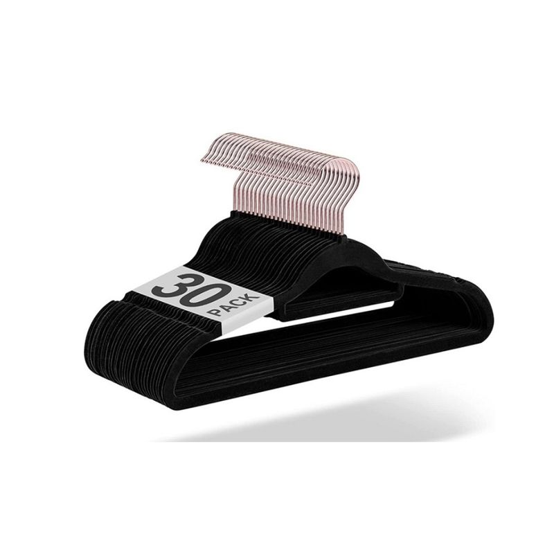 GENERICO - Pack 30 Colgadores Ganchos Percheros Ropa Esponjosos Negro
