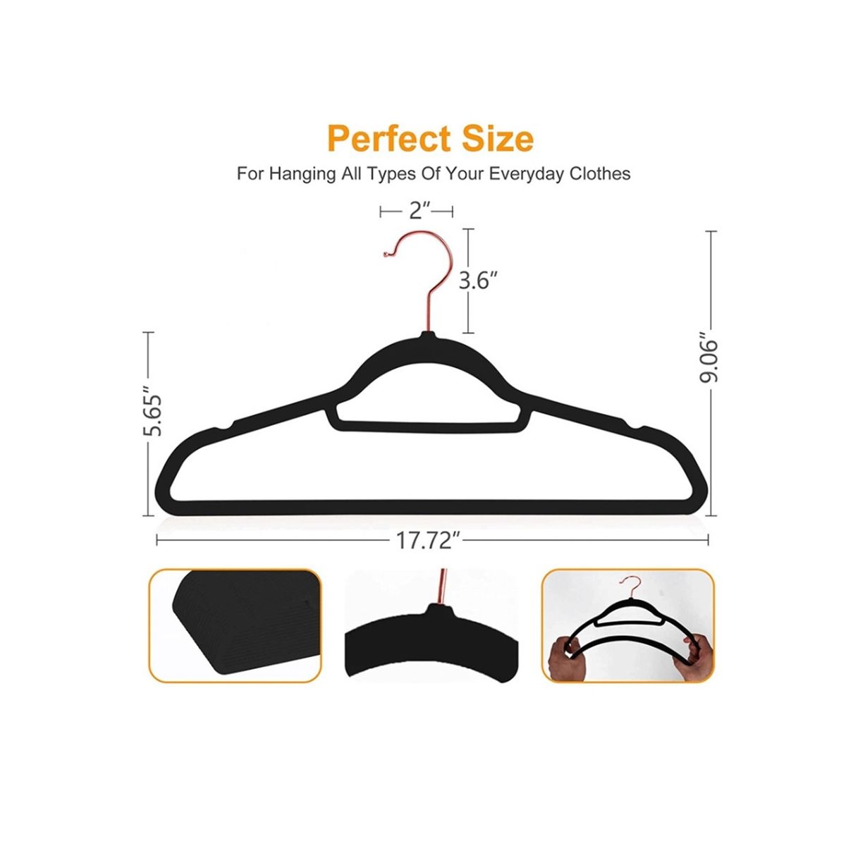 GENERICO - Pack 30 Colgadores Ganchos Percheros Ropa Esponjosos Negro