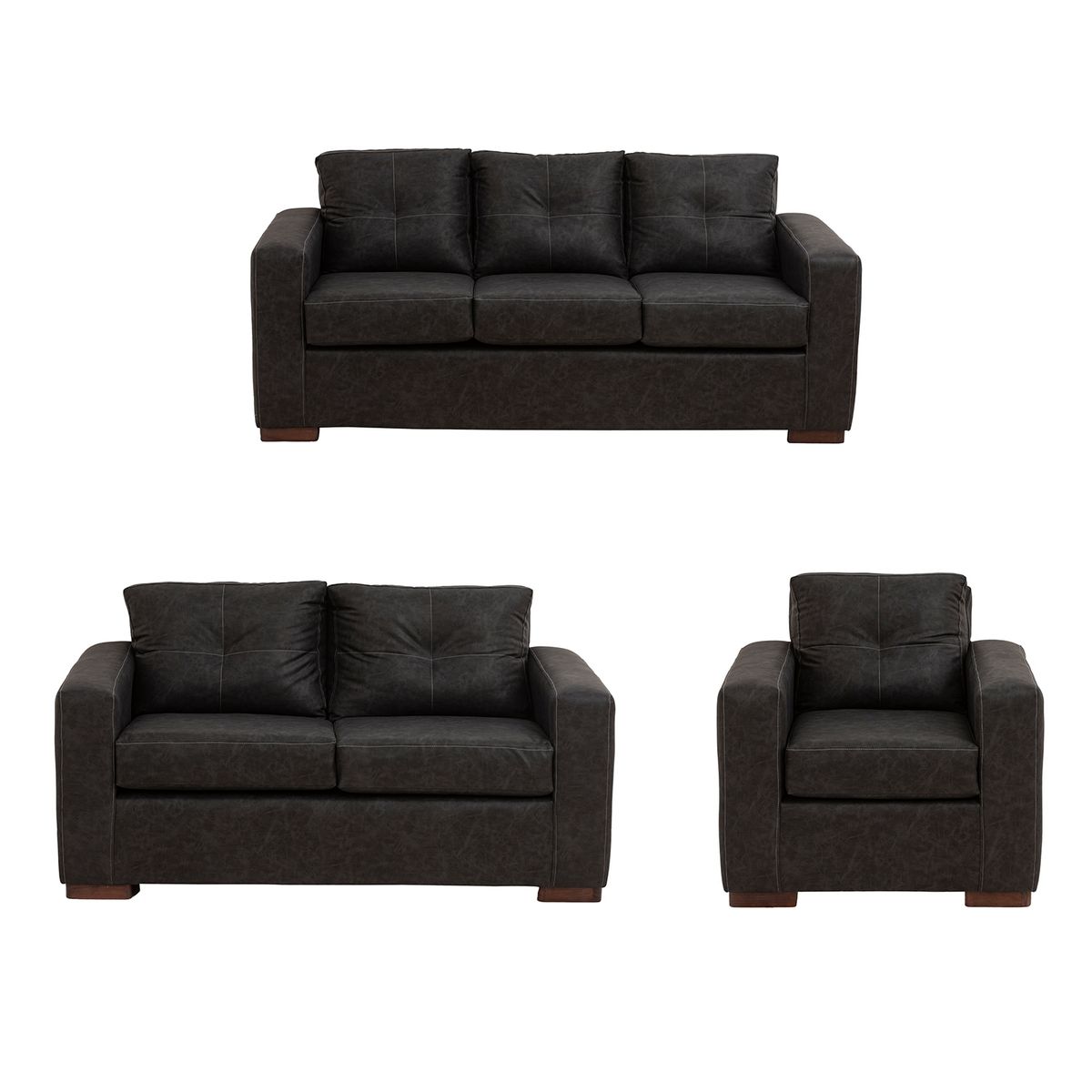 MUEBLES AMERICA - Living Franco 321 Cuero Auris Negro.