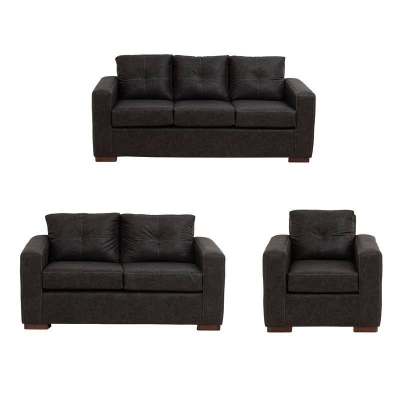 MUEBLES AMERICA - Living Franco 321 Cuero Auris Negro