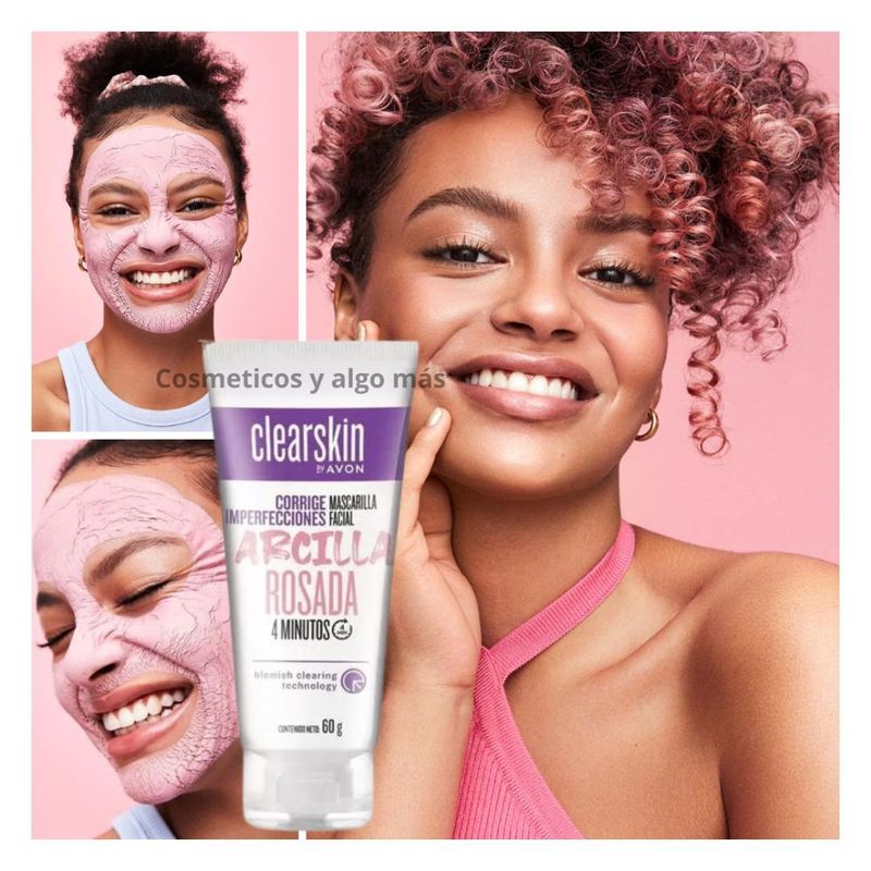 AVON - Mascarilla facial de arcilla rosada elimina espinillas y acne