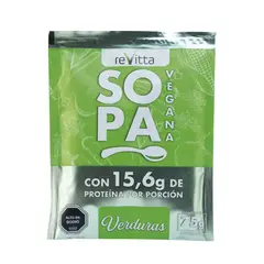 REVITTA WELLNESS - Pack 4 Sopas + Proteína vegana 75 grs. sabor Verduras