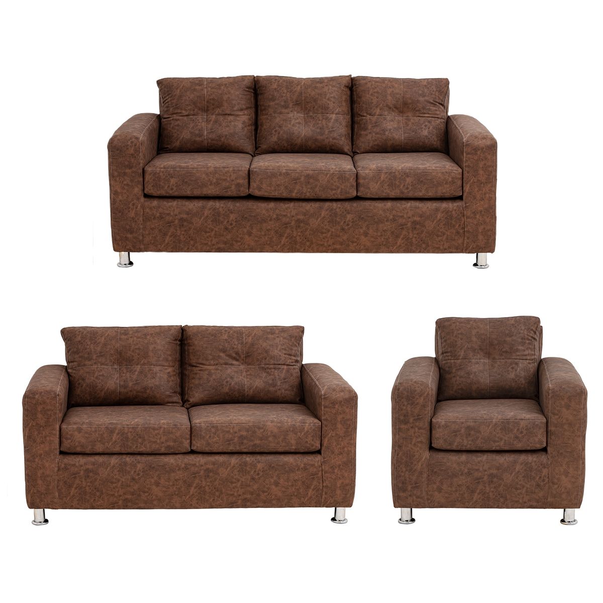 MUEBLES AMERICA - Living George 321 Cuero Auris Café