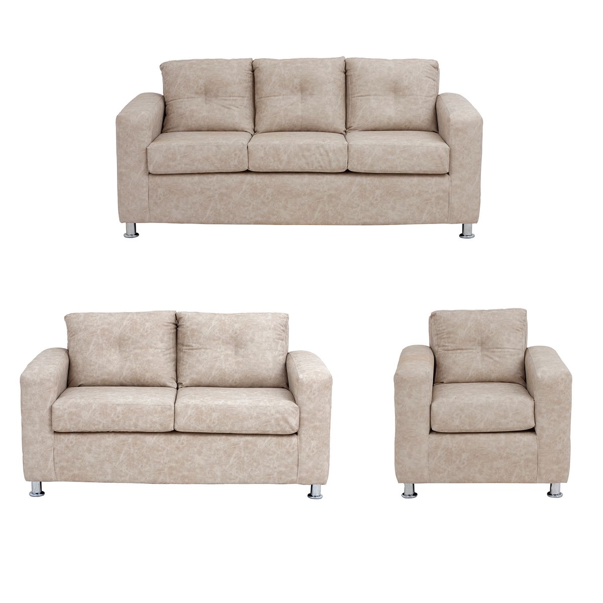 MUEBLES AMERICA - Living George 321 Cuero Auris Beige
