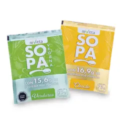 REVITTA WELLNESS - Sopas proteícas whey + veganas Pack 4 unidades 75 grs.