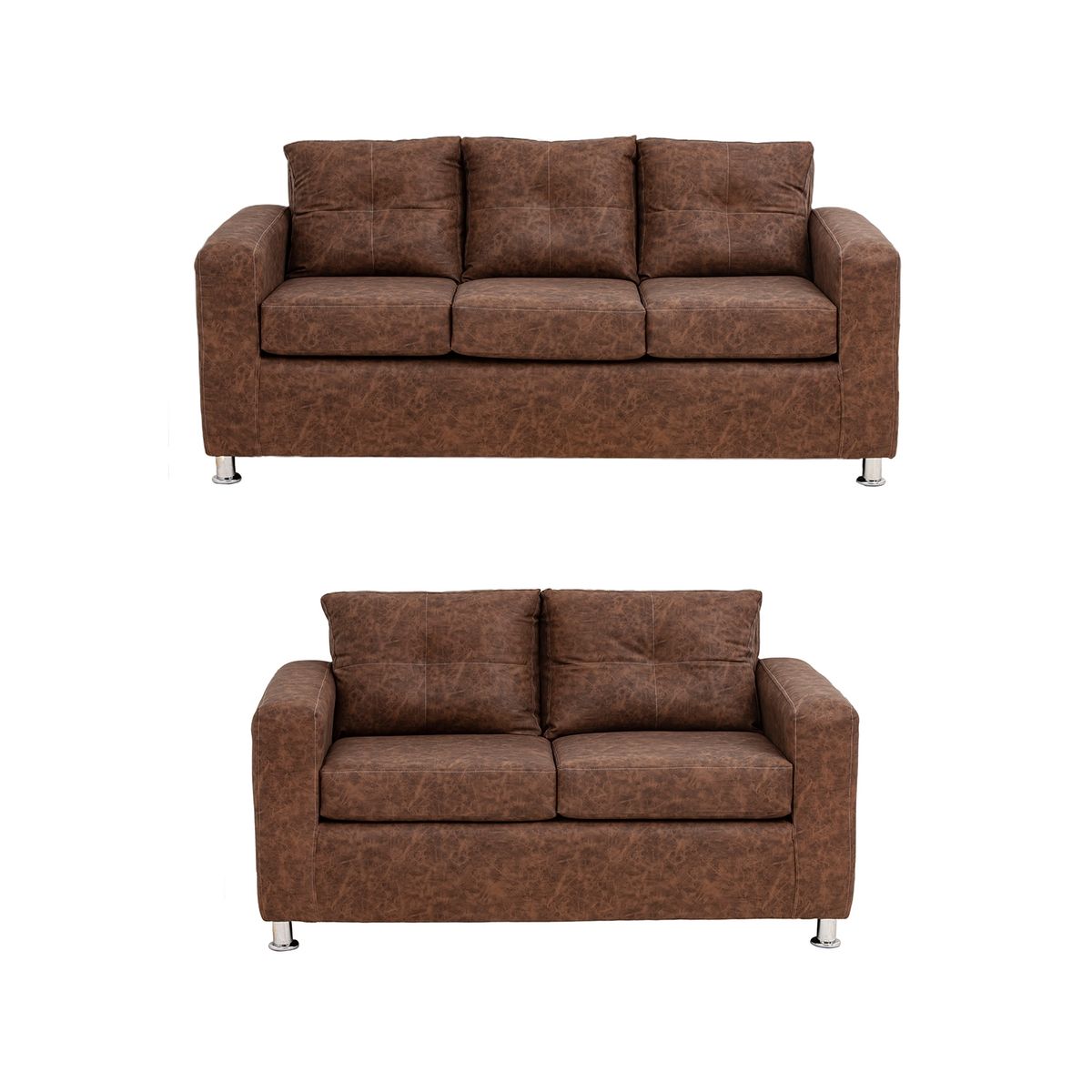 MUEBLES AMERICA - Living George 32 Cuero Auris Café