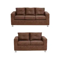 MUEBLES AMERICA - Living George 32 Cuero Auris Café