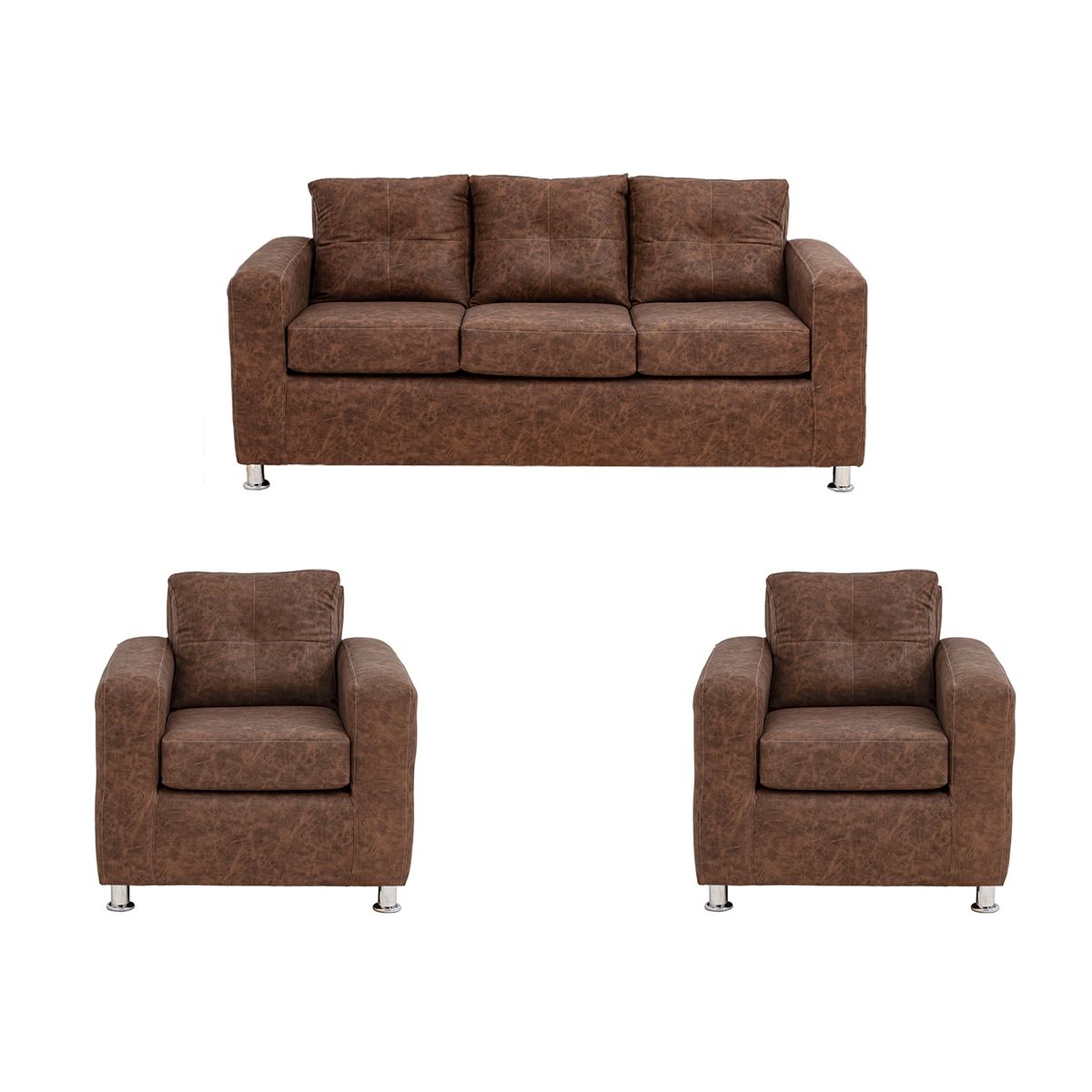 MUEBLES AMERICA - Living George 311 Cuero Auris Café