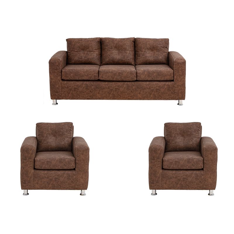 MUEBLES AMERICA - Living George 311 Cuero Auris Café