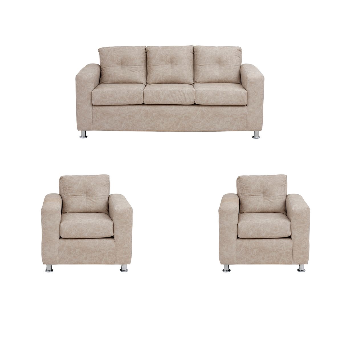 MUEBLES AMERICA - Living George 311 Cuero Auris  Beige