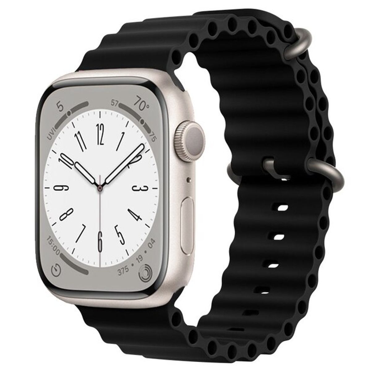 GENERICO - Correa Silicona Ocean Para Apple Iwatch Ultra - del 42 a 49mm - Negro