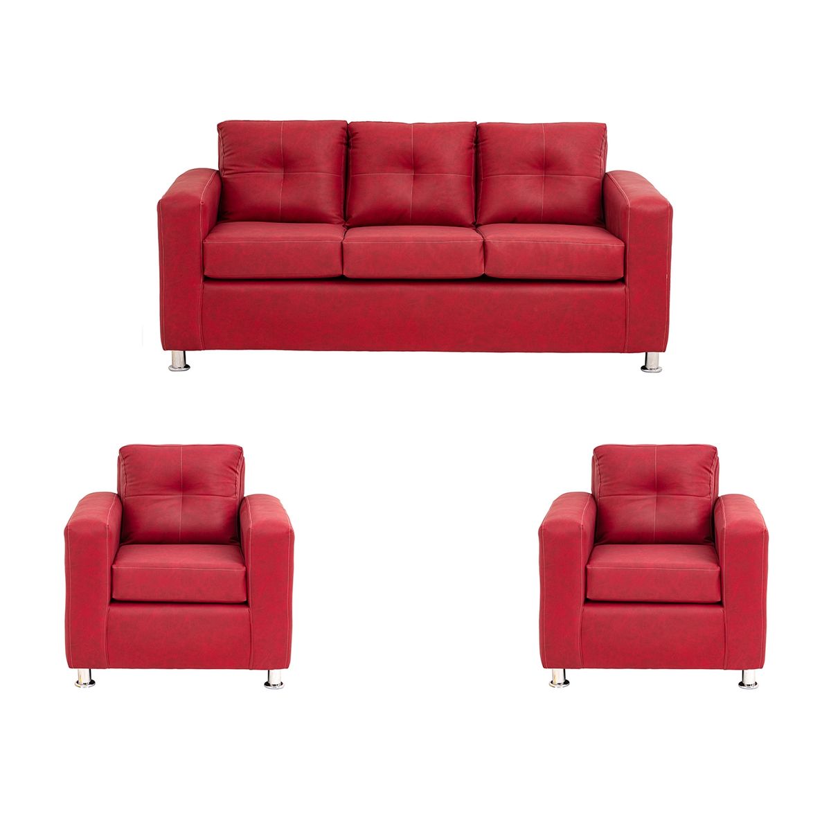 MUEBLES AMERICA - Living George 311 Cuero Auris Burdeo