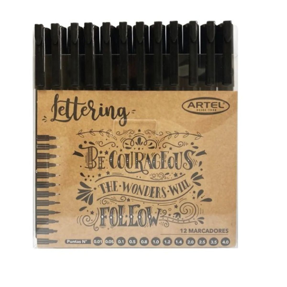 ARTEL - Set. Marcadores Lettering 12 puntas negro