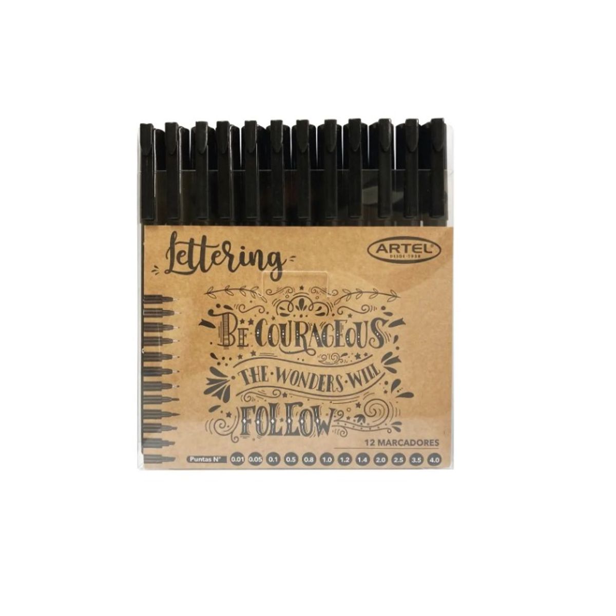 ARTEL - Set. Marcadores Lettering 12 puntas negro