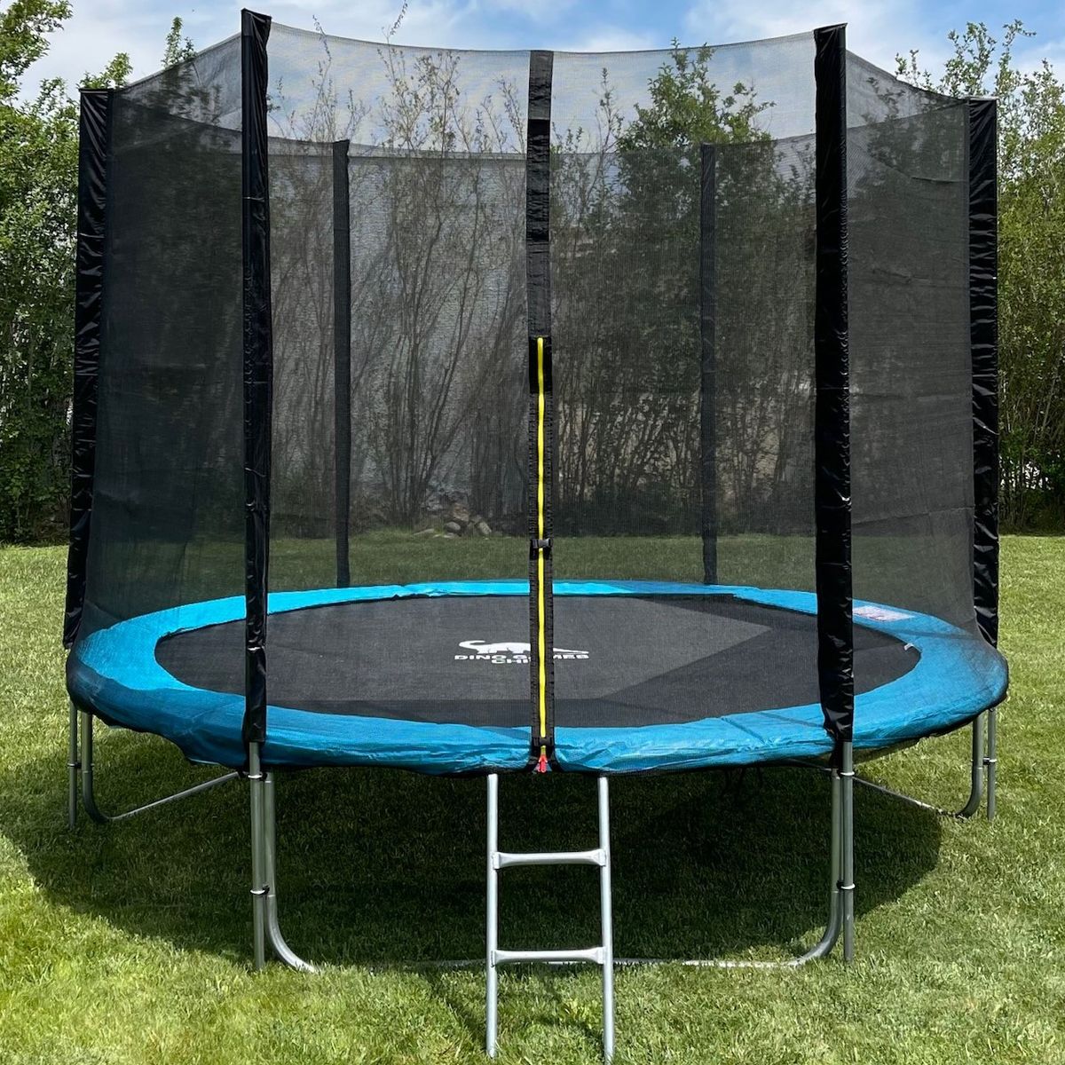 DINO CARS CHILE - CAMA ELASTICA DE 2,44 MTS DE DIAMETRO CON RED LATERAL + ESCALERA (VERDE)