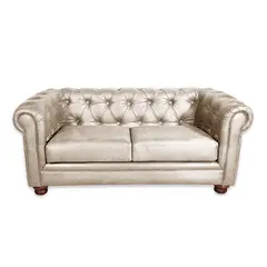 LATAM HOME - Sofá Florencia 2 Cuerpos Capitoné Cuero Colorado Beige