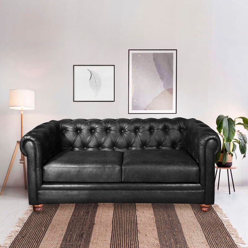 LATAM HOME - Sofá Latam Home Florencia 2 Cpos Capitoné Negro