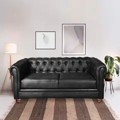 LATAM HOME - Sofá Florencia 2 Cuerpos Capitoné Cuero