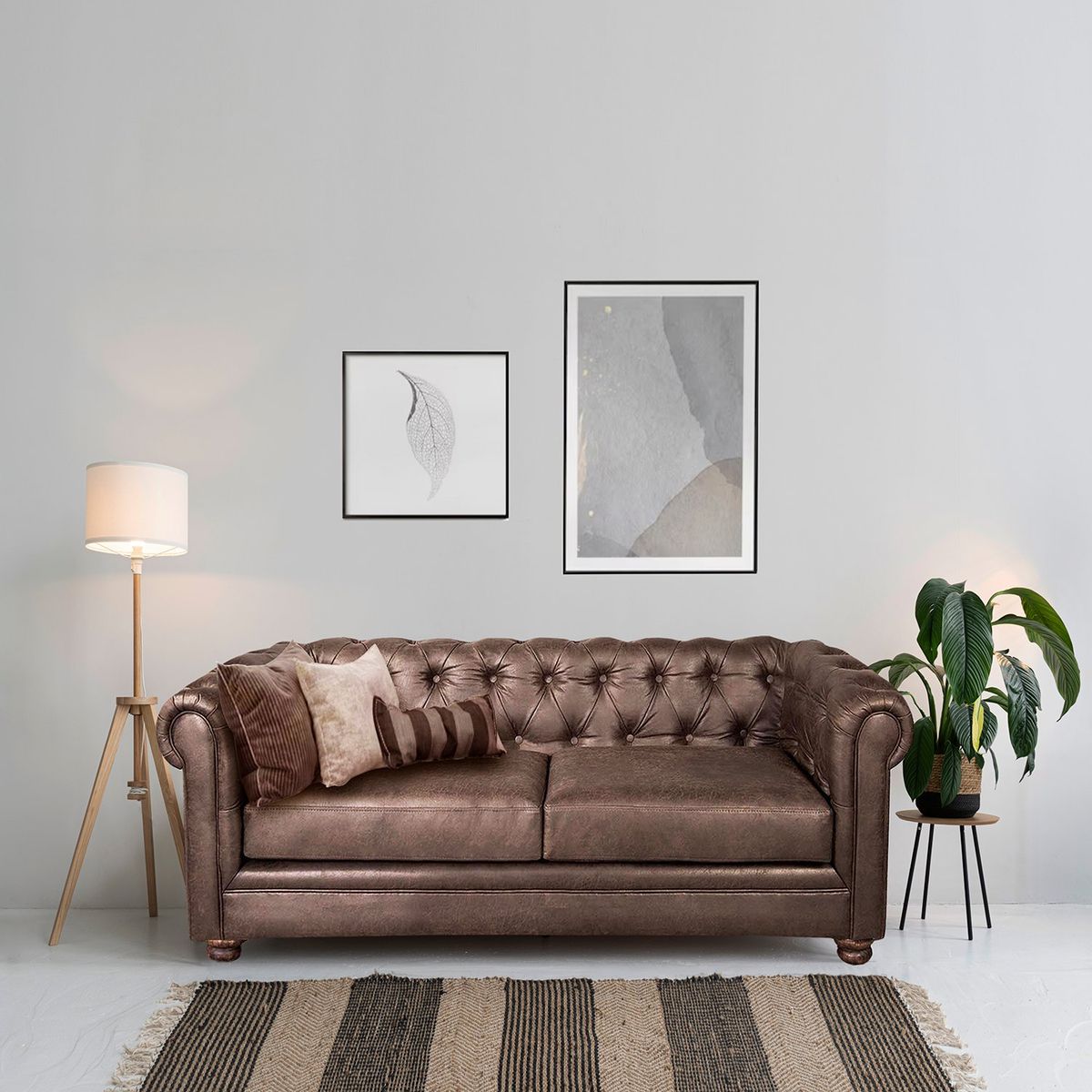 LATAM HOME - Sofá Latam Home Florencia 2 Cuerpos Capitoné Marrón