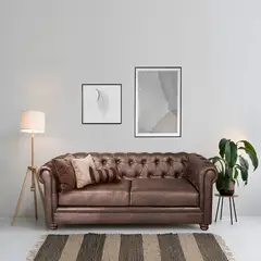 LATAM HOME - Sofá Florencia 2 Cuerpos Capitoné Marrón