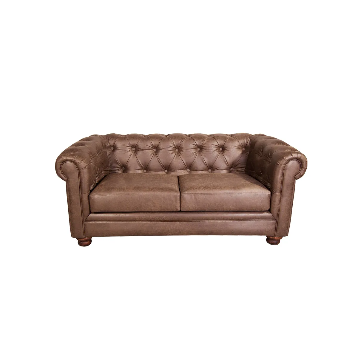 LATAM HOME - Sofá Florencia 2 Cuerpos Capitoné Cuero Colorado Caramelo