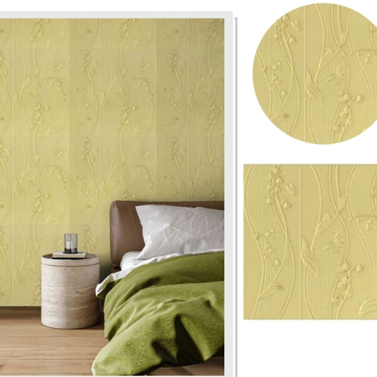 GENERICO - PACK DE 5 Laminas 3D Autoadhesiva 70x70 Diseño Flores Beige