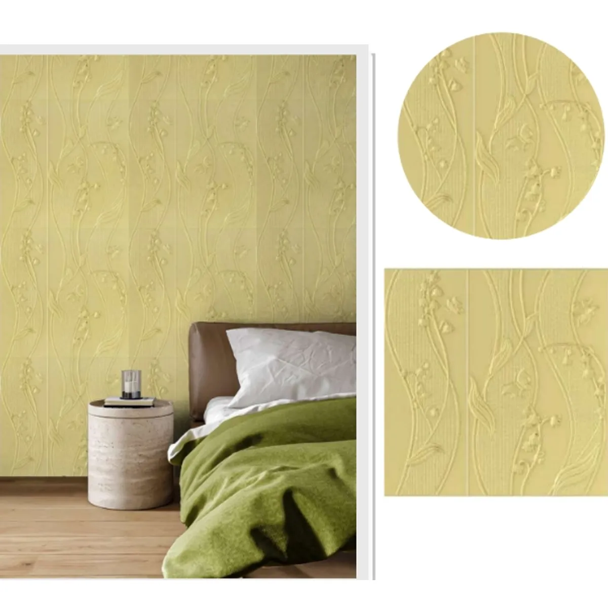 GENERICO - PACK DE 5 Laminas 3D Autoadhesiva 70x70 Diseño Flores Beige
