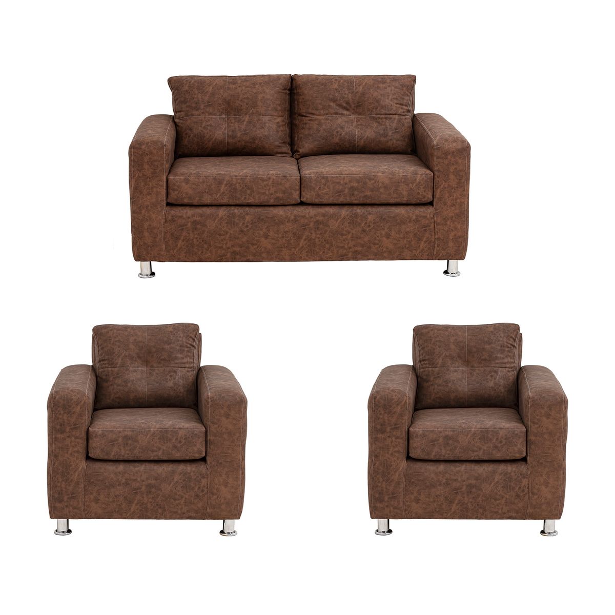 MUEBLES AMERICA - Living George 211 Cuero Auris Café