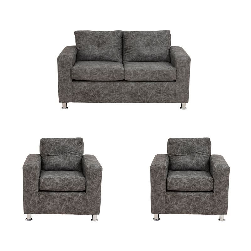 MUEBLES AMERICA - Living George 211 Cuero Auris Gris