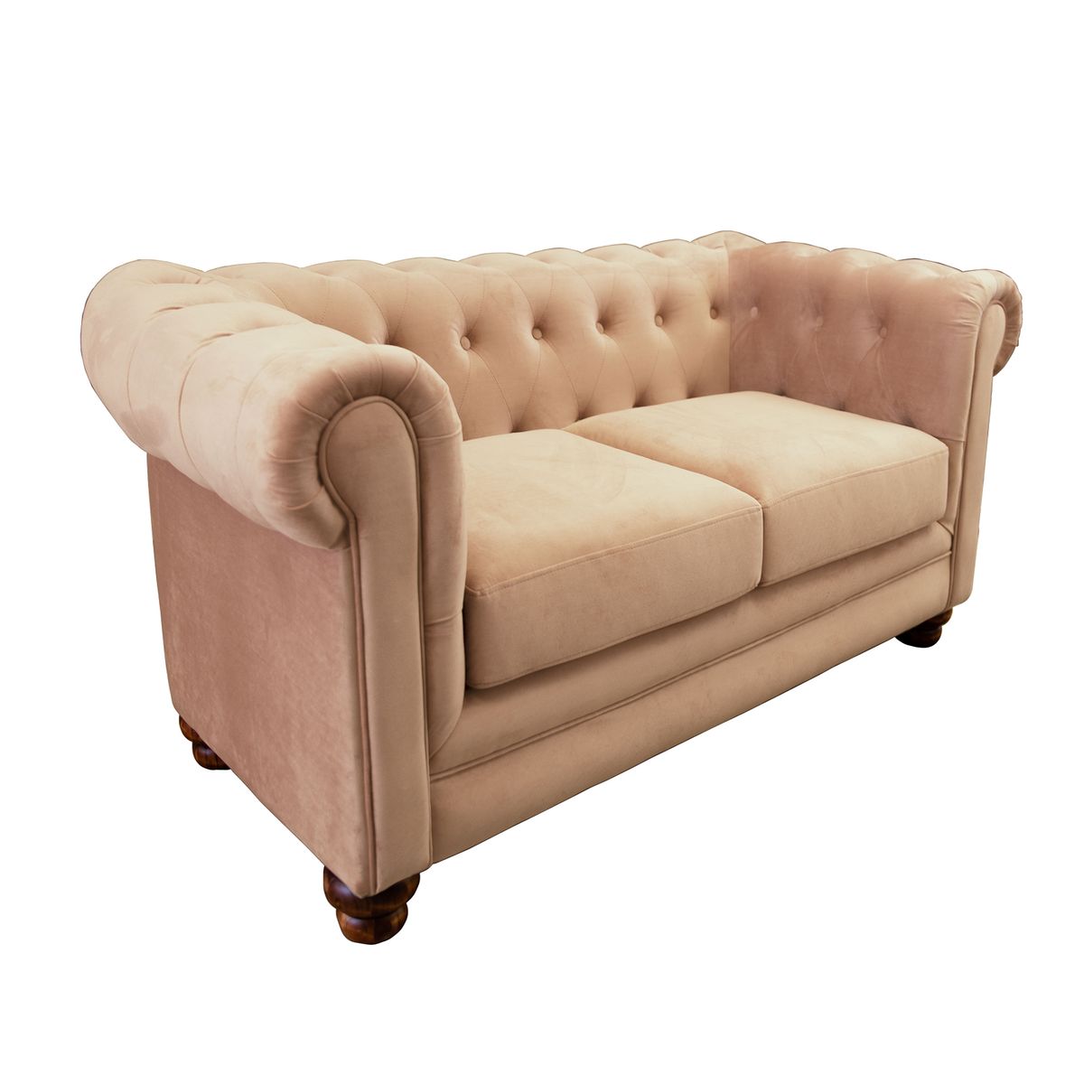 LATAM HOME - Sofá Latam Home Florencia 2C Beige Capitoné Patas Madera