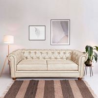 Sofá Florencia Capitoné 3 Cuerpos Beige