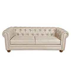 LATAM HOME - Sofá Florencia Capitoné 3 Cuerpos Beige