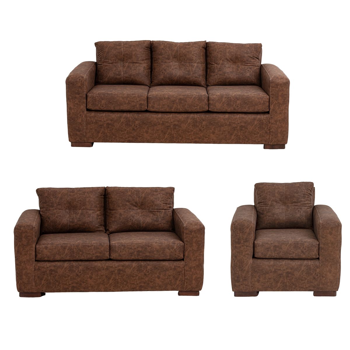 MUEBLES AMERICA - Living Franco 321 Cuero Auris Café