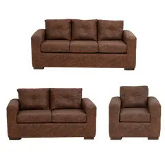 MUEBLES AMERICA - Living Franco 321 Cuero Auris Café