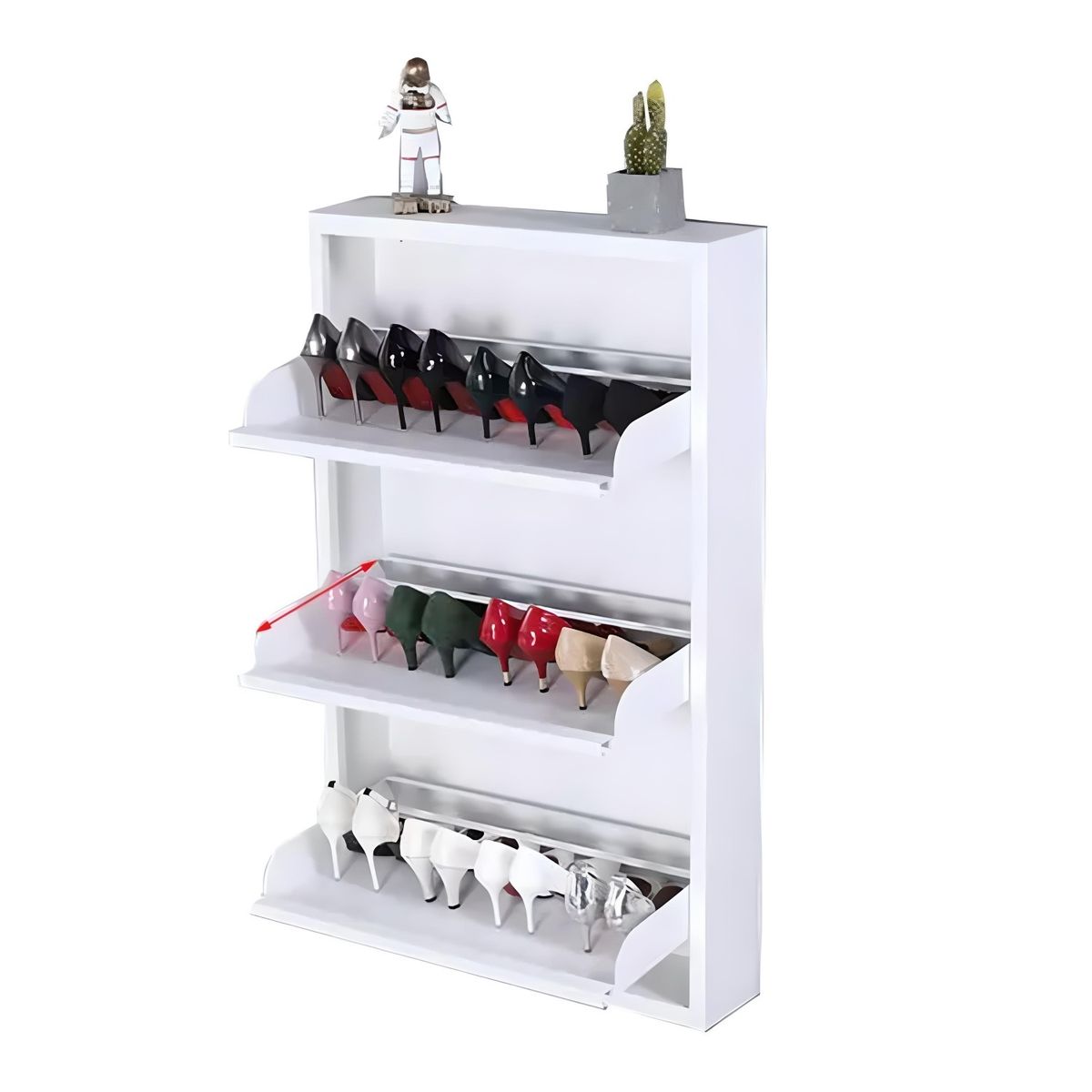 PROCHEF - Mueble Zapatero Mural 103x65x15 cm. 3 Cajones Blanco