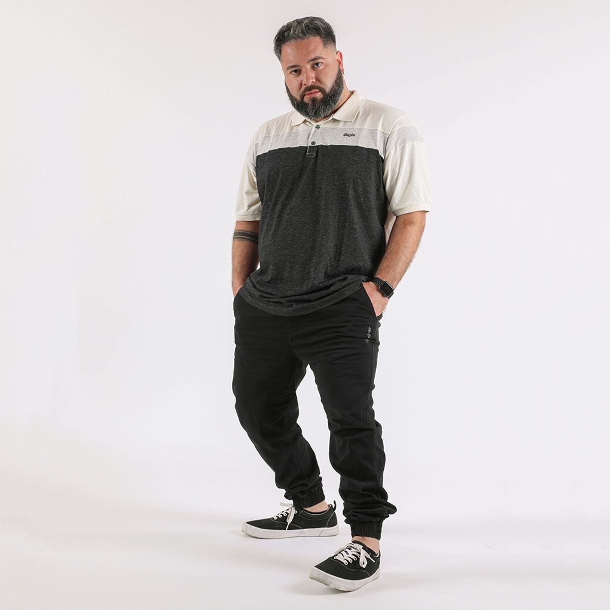 GANGSTER - Plus Polera Cuello Key Blanco Gangster