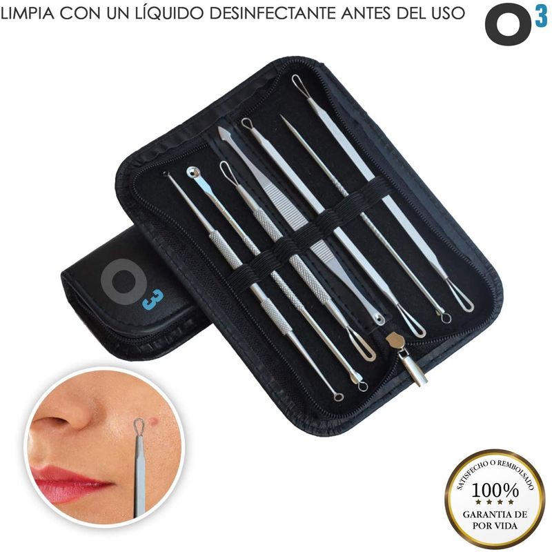 GENERICO - Set Extractores Puntos Negro Saca Comedon Acne 7 Piezas