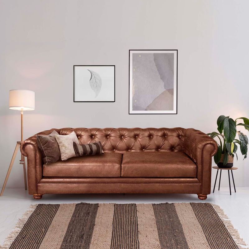 LATAM HOME - Sofá Latam Home Florencia 3 Cuerpos Capitoné Caramelo