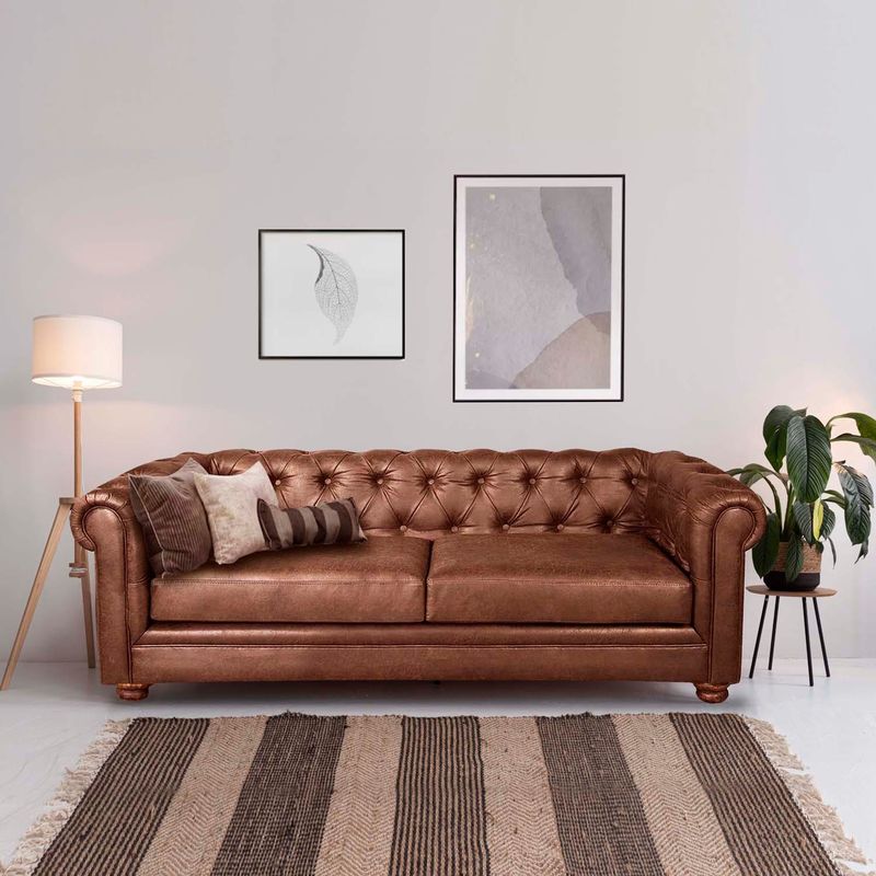 LATAM HOME - Sofá Latam Home Florencia 3 Cuerpos Capitoné Caramelo