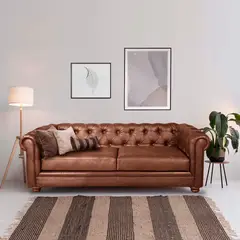 LATAM HOME - Sofá Florencia 3 Cuerpos Capitoné Caramelo