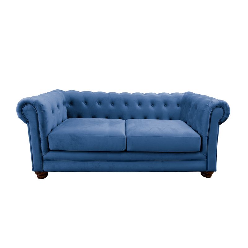 LATAM HOME - Sofá Latam Home Florencia 3C Azul Petróleo, Capitoné, Patas Madera
