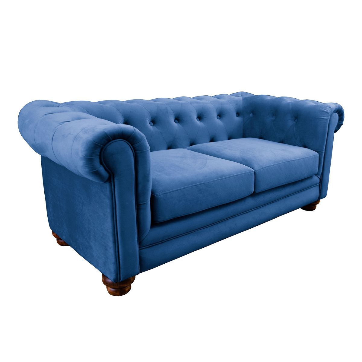 LATAM HOME - Sofá Latam Home Florencia 3C Azul Petróleo, Capitoné, Patas Madera