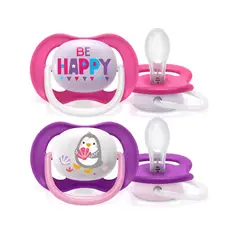 AVENT - Chupete Ultra Air Collection, Happy/Pinguino 6-18m 0%BPA