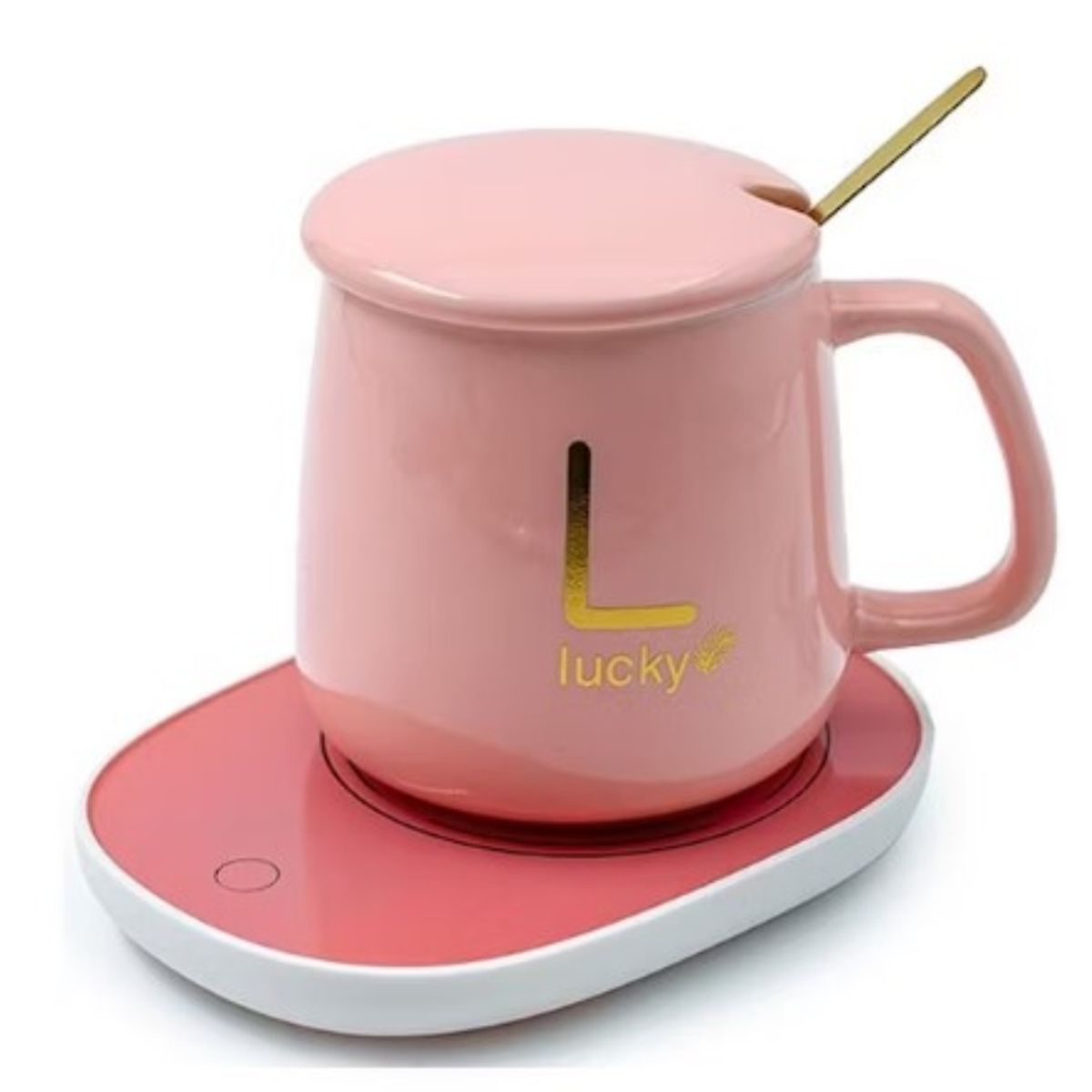 OEM - TAZA DE CAFÉ Y PLATO CON CALENTAMIENTO ELÉCTRICO - ROSADO