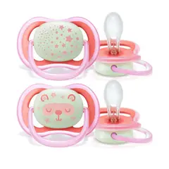 AVENT - 2 Chupetes Nocturnos 6-18 meses Pink