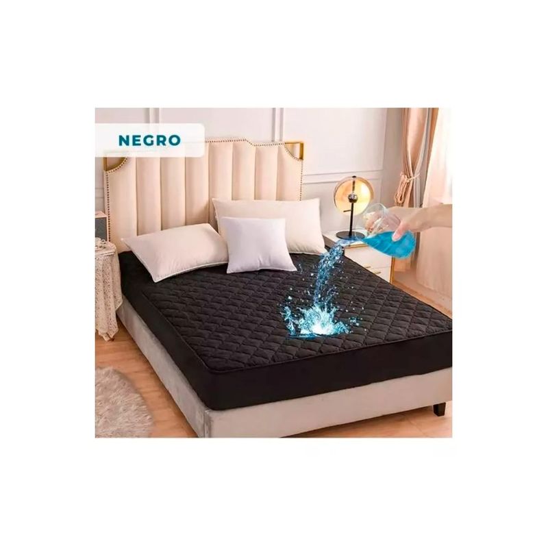 GENERICO - Cubre Colchon Impermeable 1.5 Plaza Negro
