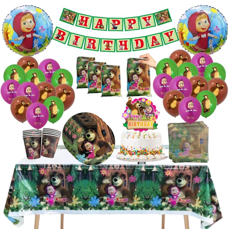 GENERICO - Pack Decoración Globos Cotillón Masha y el Oso…