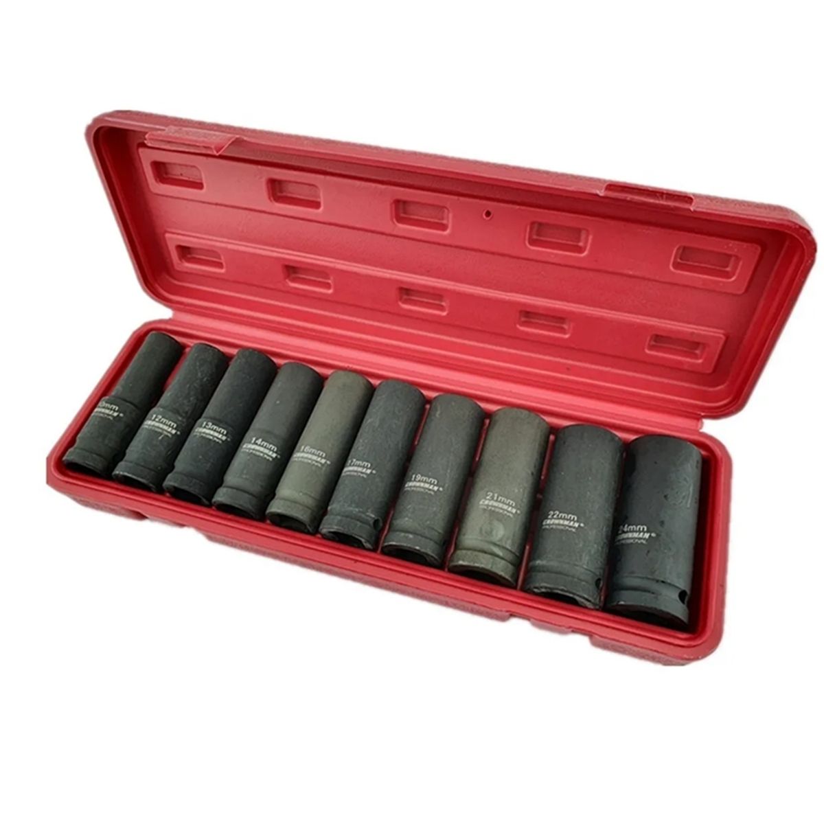 GENERICO - Juego Caja Dados Impacto 1/2 Pulgada 10 Piezas Crownman