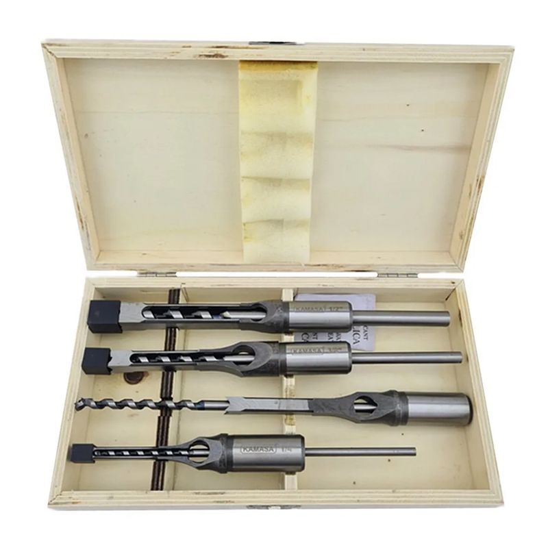 KAMASA - Kit Juego Brocas Agujero Cuadrado Para Madera 4 Piezas Km